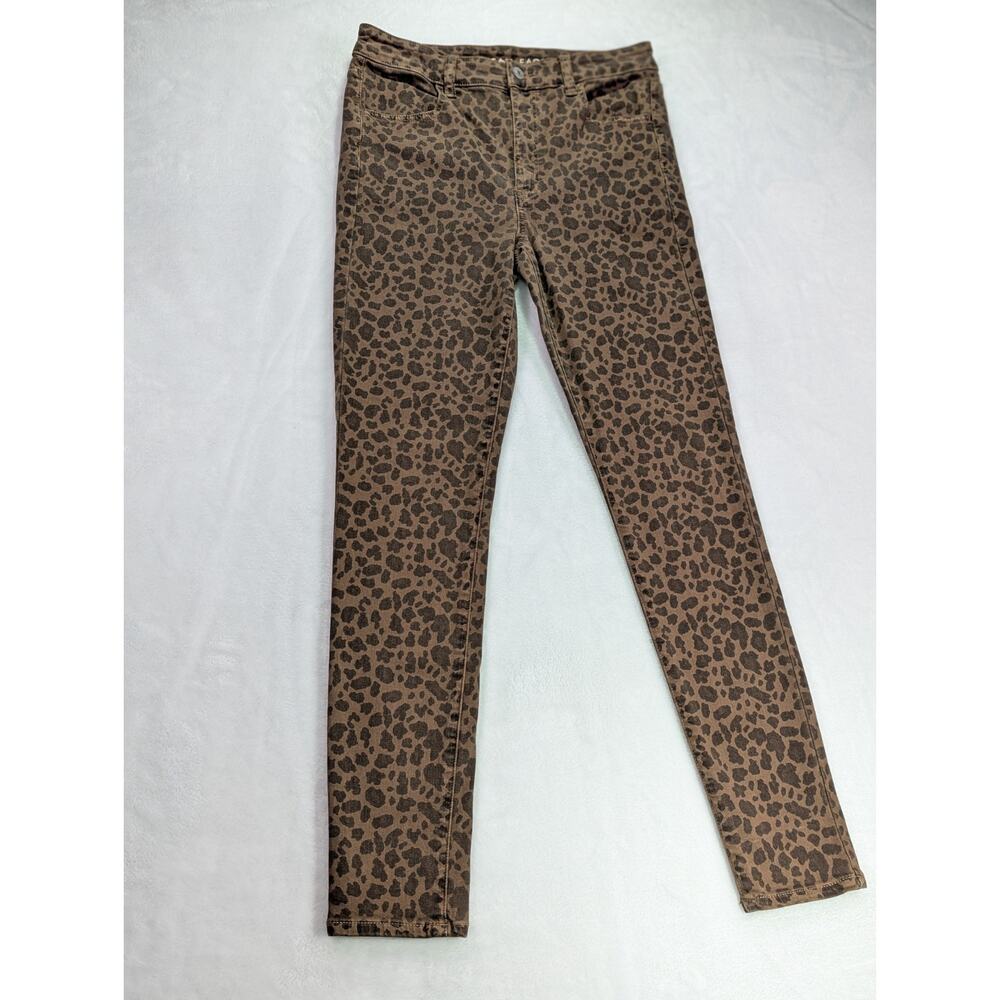 American Eagle Womens Sz 8 Brown Leopard Super High Rise Jegging Stretch Pants - Picture 2 of 15
